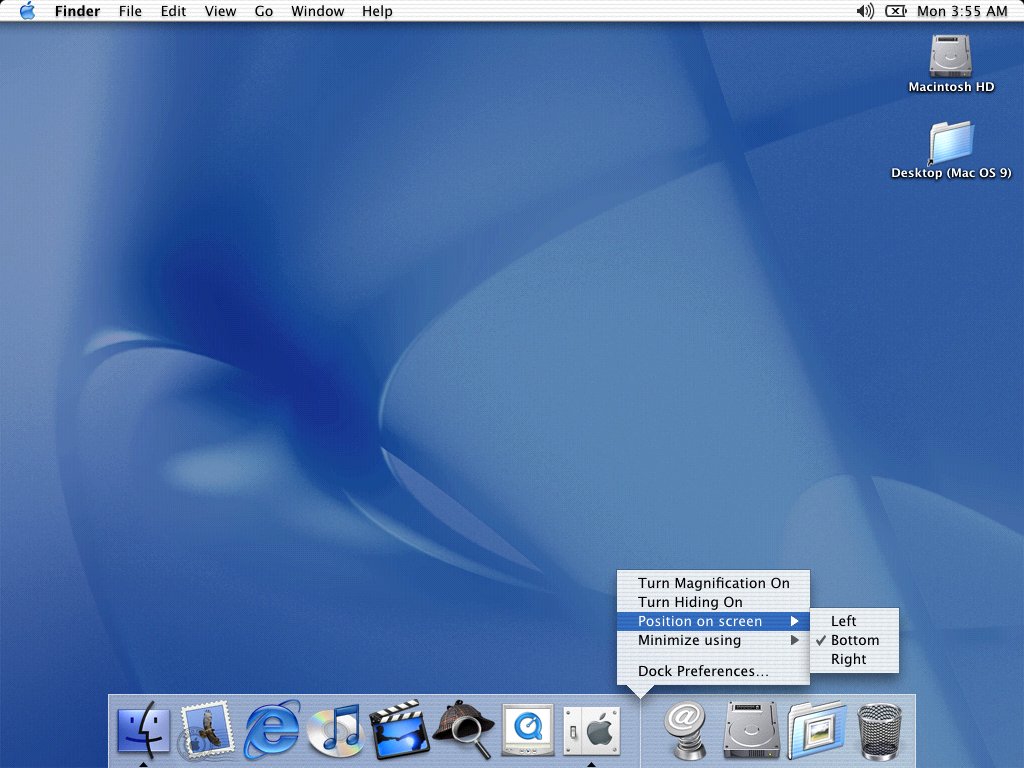 MacOS X 10 Dock Options