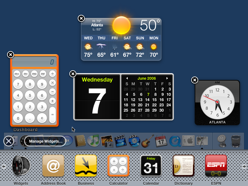 Mac OS X 10.4.6 Dashboard