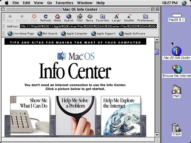 MacOS 8.1 Info Center